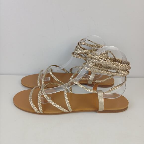 J.Crew SZ 10 Gold Braided Lace-Up Sandals Style BH869 NEW - Picture 5 of 8